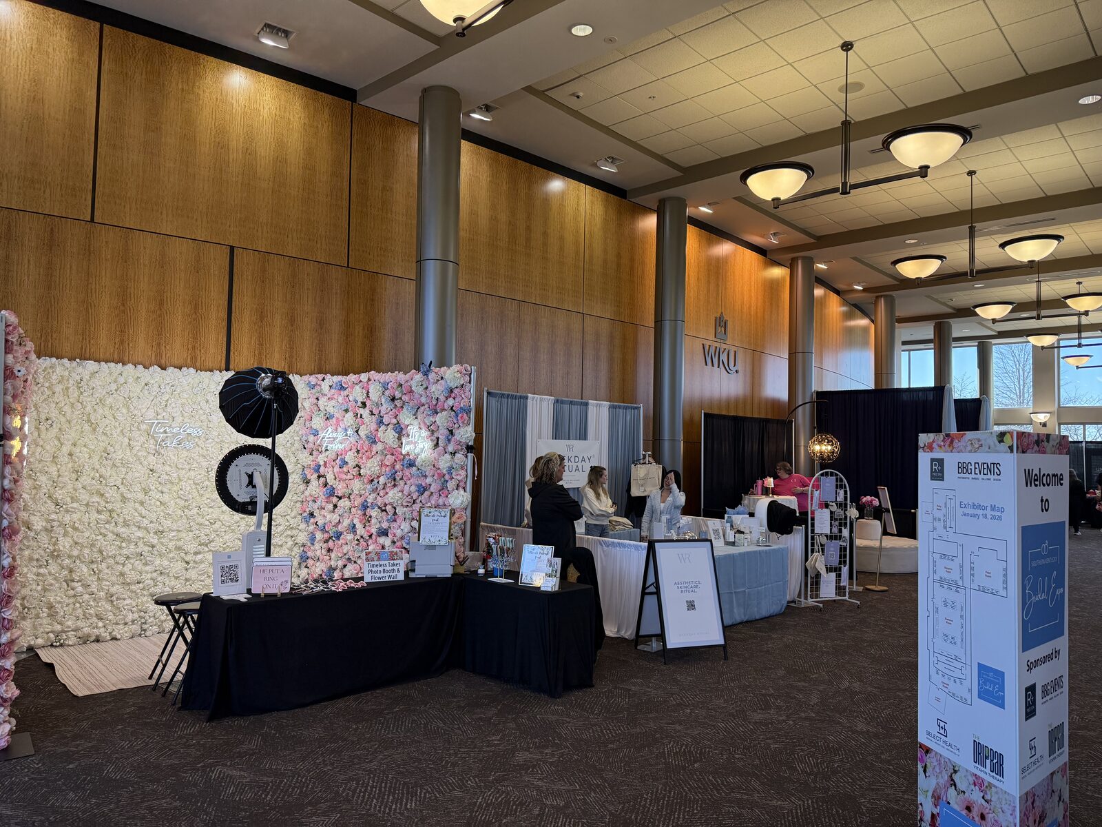 The expo floor lined with exhibitor booths
